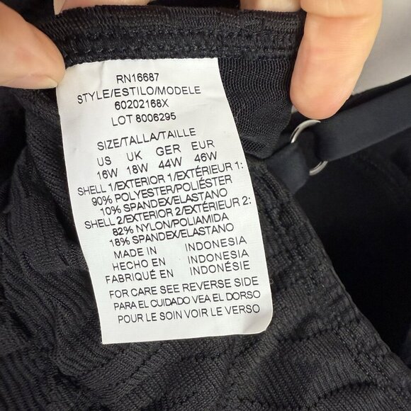 Swim Solutions 16W Black Tummy Control One Piece Swim Dress Plus NWT Pool Beach - Picture 8 of 8